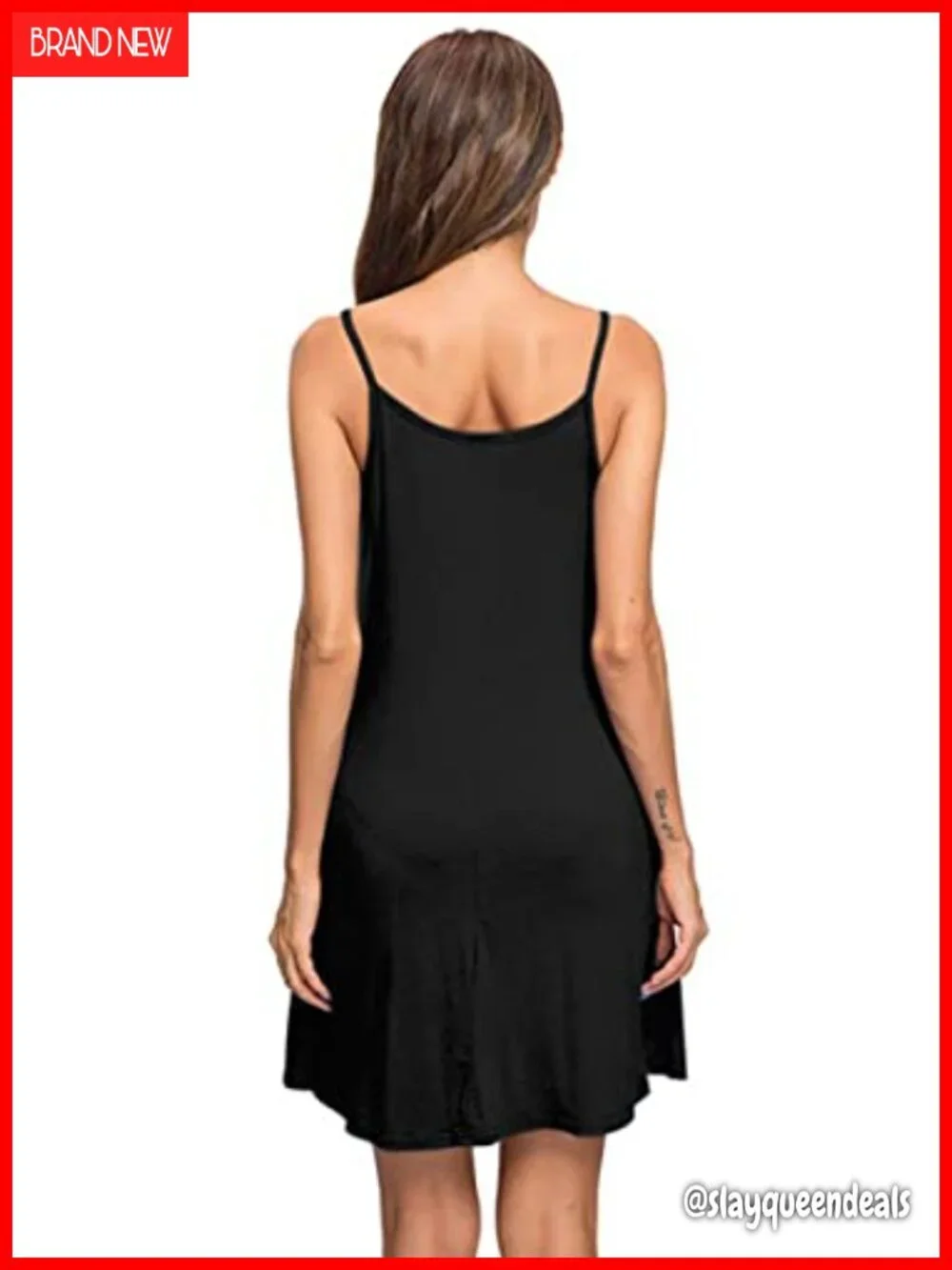Women's Spaghetti Strap Swing Beach Cover Up Dress with Pockets